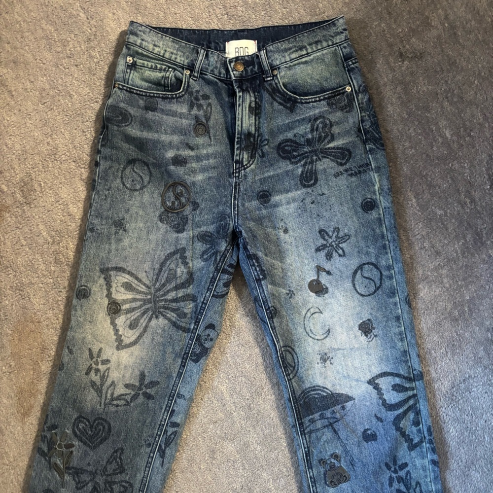 BDG Dark Blue Doodle Straight Jeans
